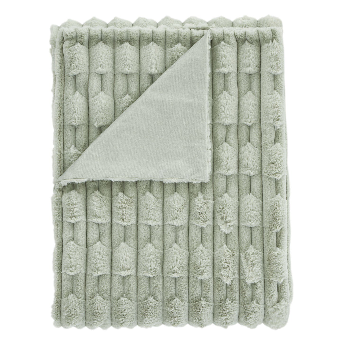Bianca So Soft Carved Sage Green Faux Fur Blanket Throw