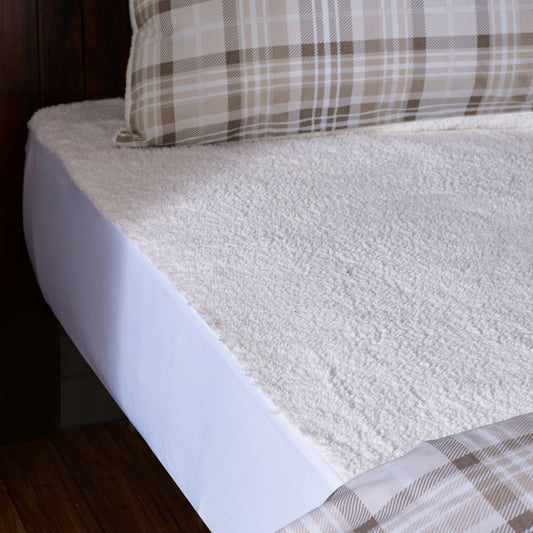Catherine Lansfield Thermal Sherpa Fleece Cream Underblanket Fitted Sheet