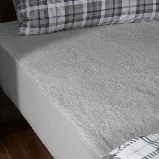 Catherine Lansfield Thermal Sherpa Fleece Grey Underblanket Fitted Sheet