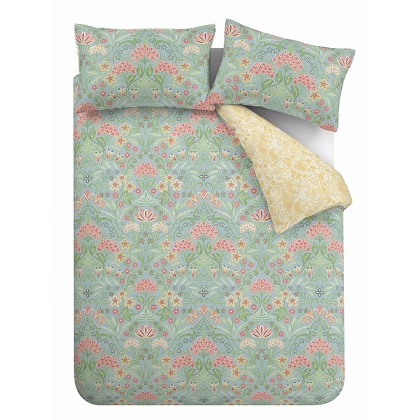 RHS Art Deco Hydrangea Green 200TC Cotton Duvet Set