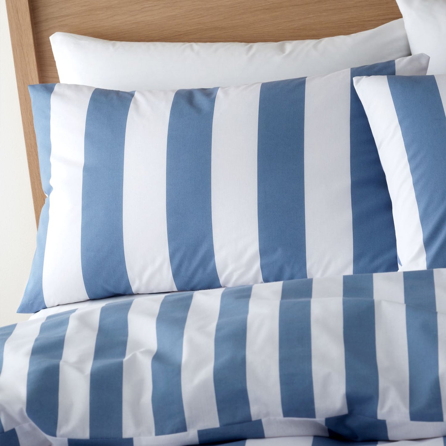 Catherine Lansfield Cove Stripe Blue Reversible Duvet Set