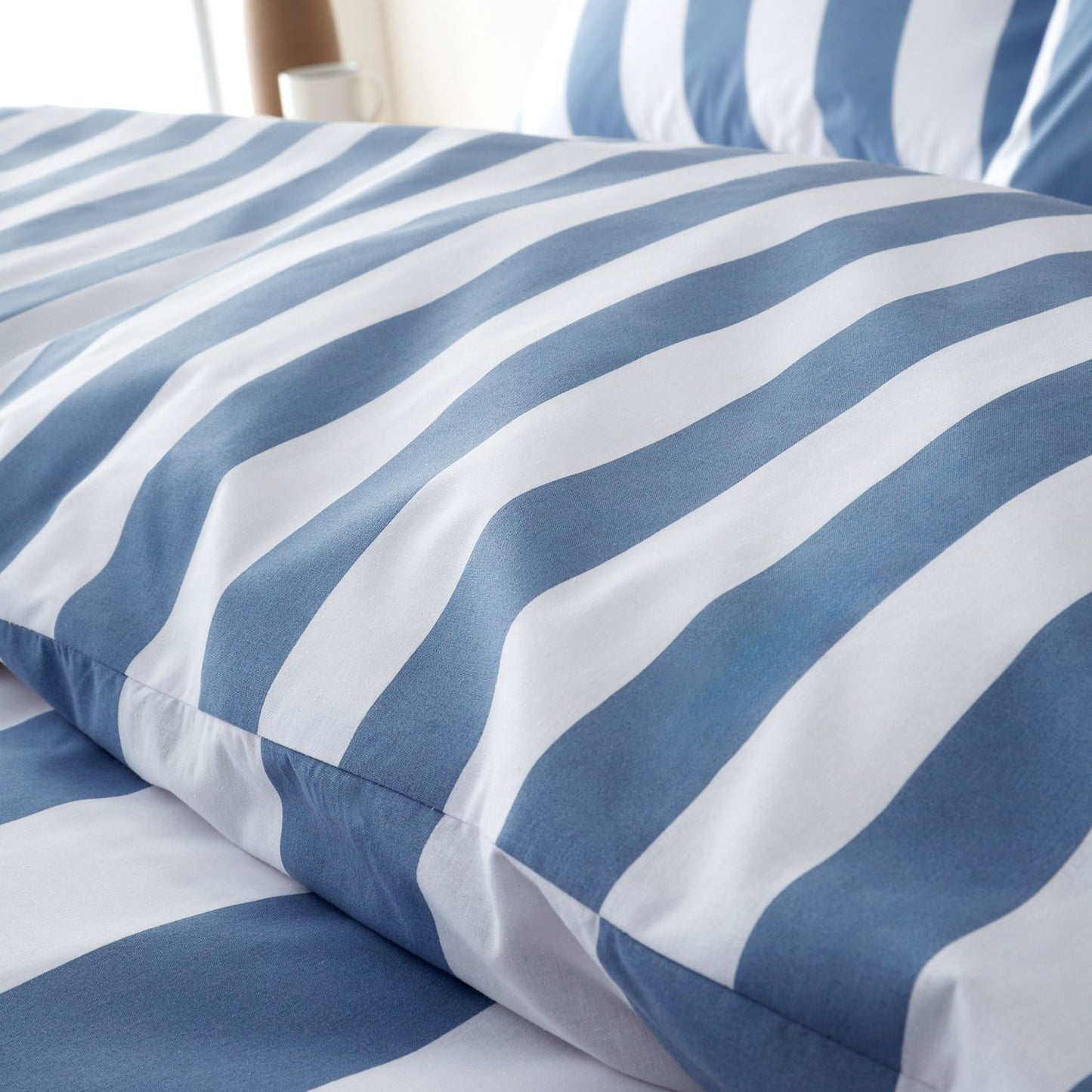 Catherine Lansfield Cove Stripe Blue Reversible Duvet Set