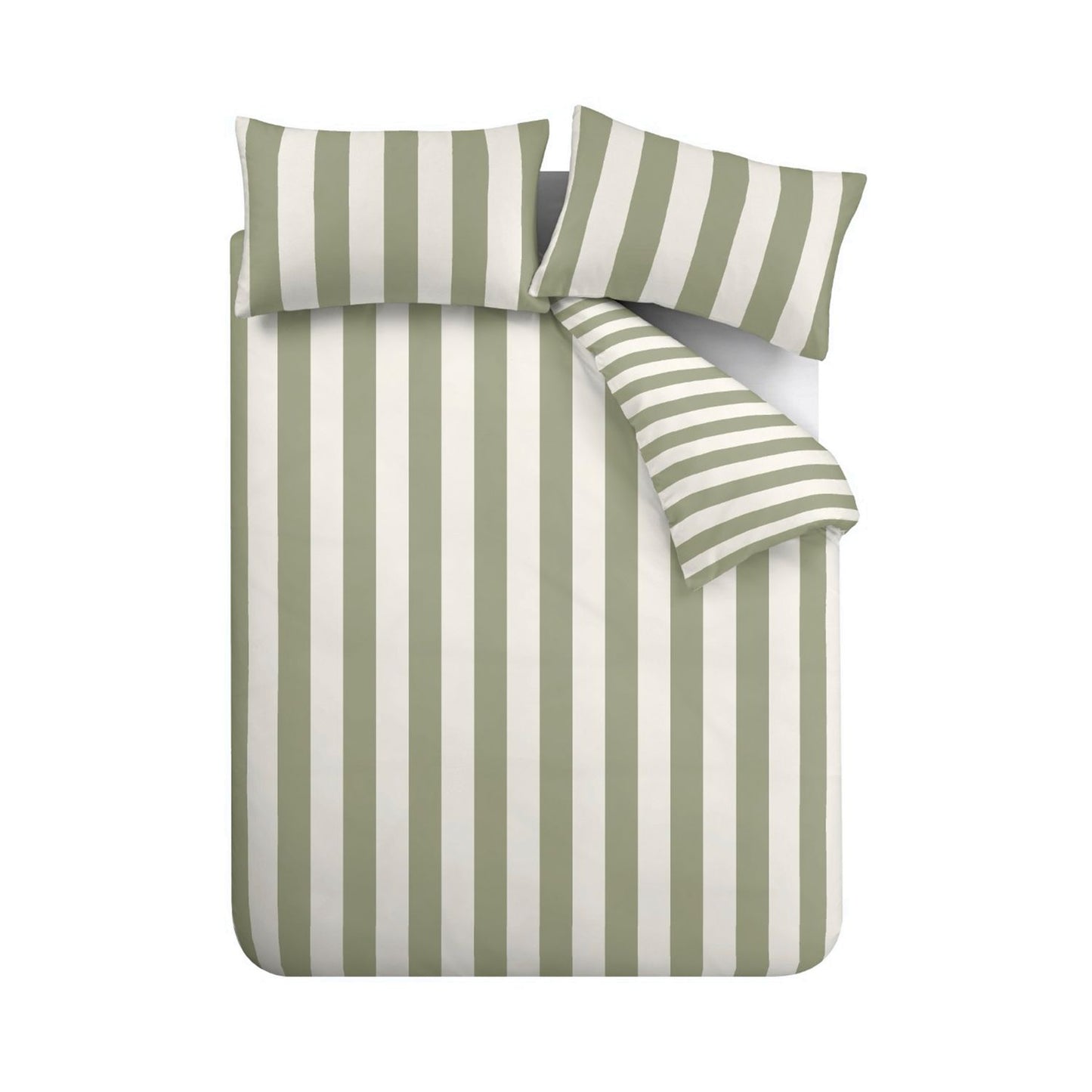 Catherine Lansfield Cove Stripe Green Reversible Duvet Set