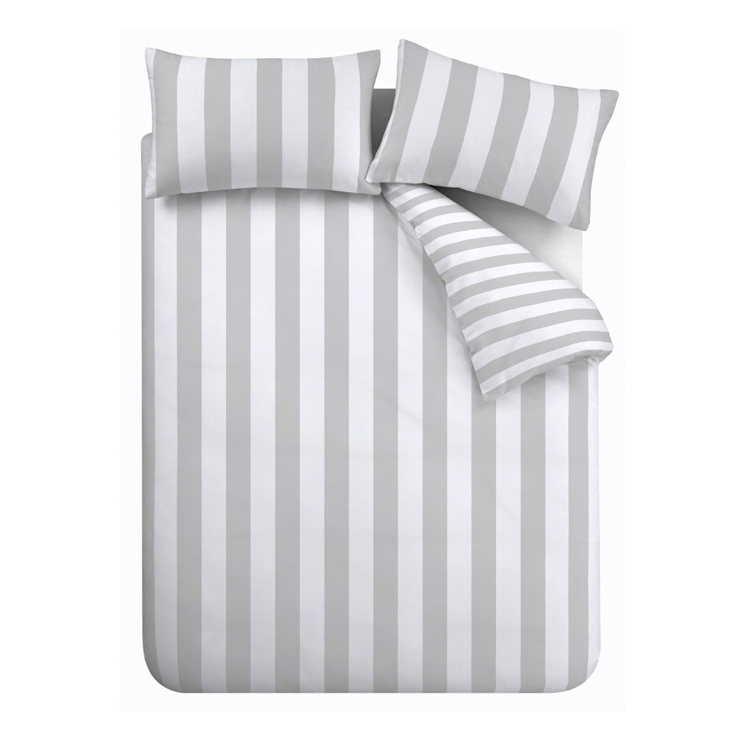 Catherine Lansfield Cove Stripe Grey Reversible Duvet Set