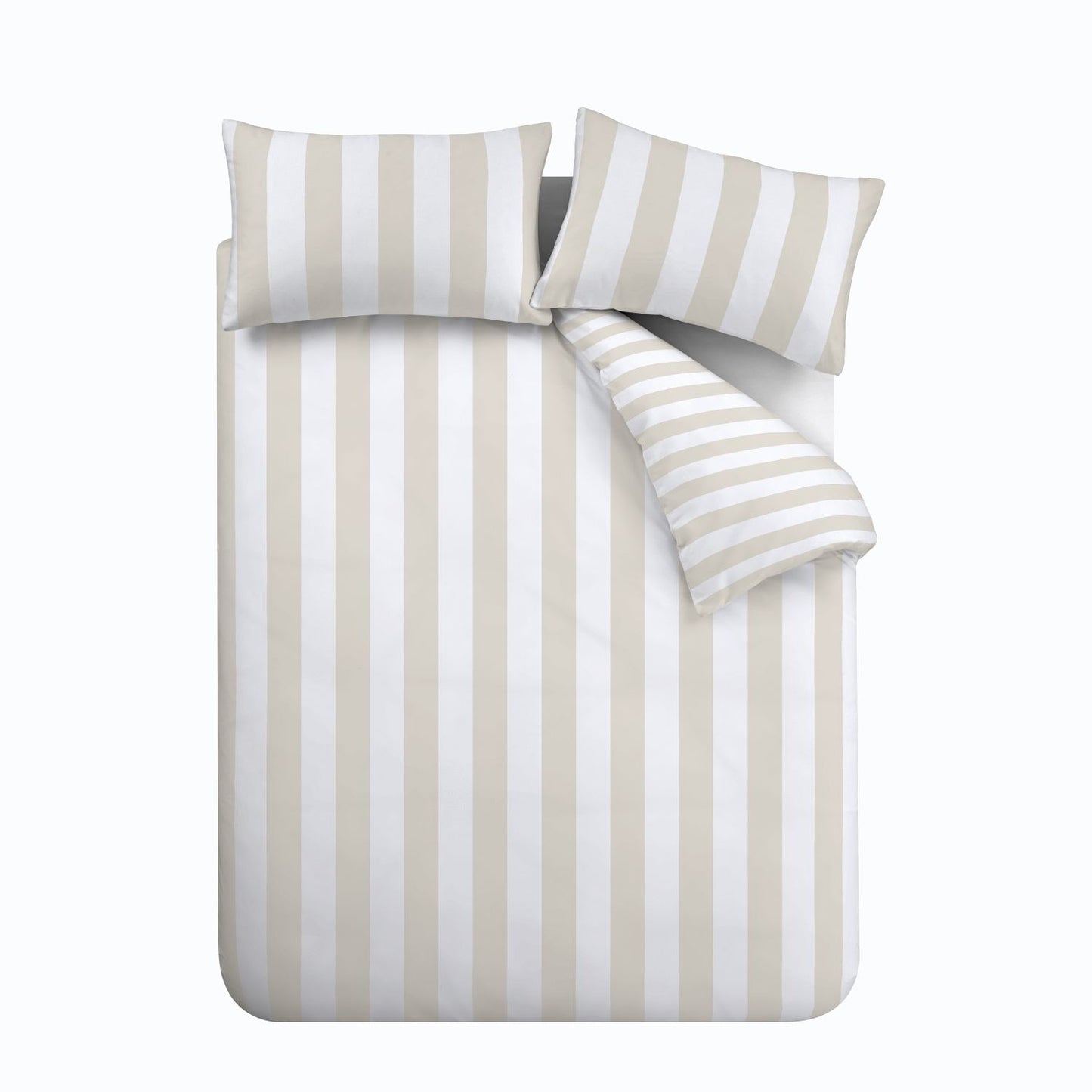 Catherine Lansfield Cove Stripe Natural Reversible Duvet Set