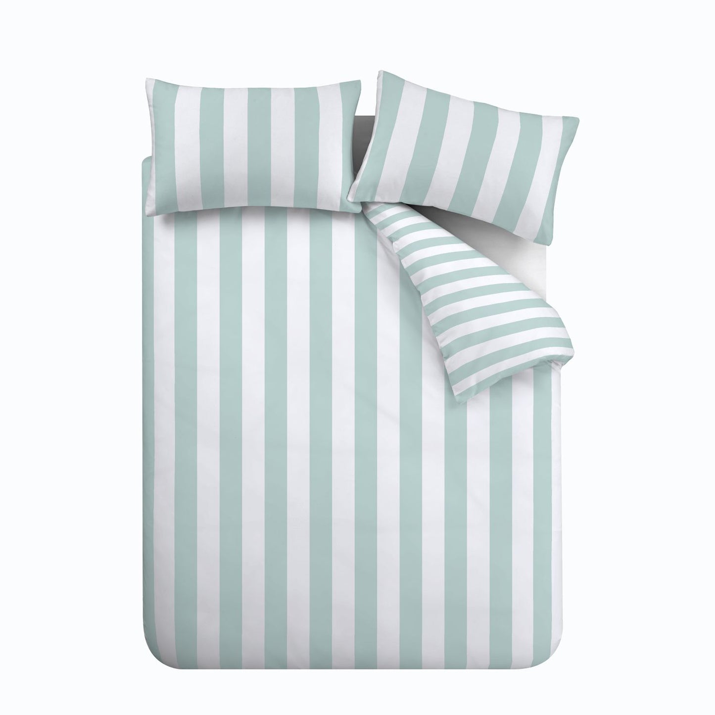 Catherine Lansfield Cove Stripe Seafoam Blue Reversible Duvet Set
