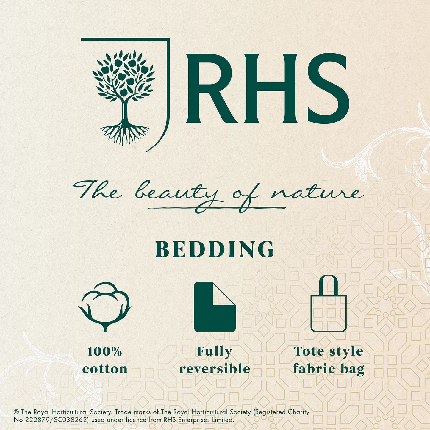 RHS Exotic Garden White 200TC Cotton Duvet Set