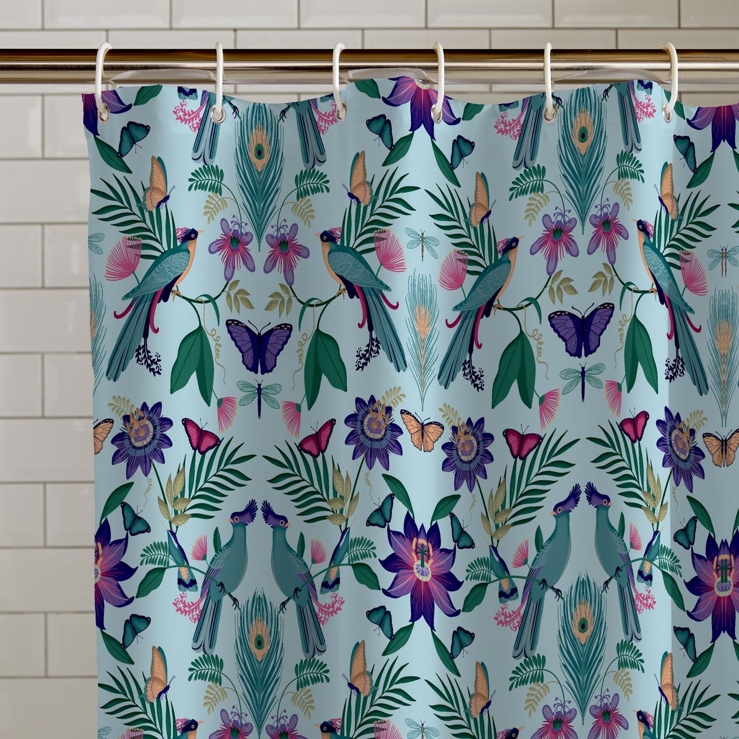 Catherine Lansfield Mya Tropical Bird Shower Curtain Panel