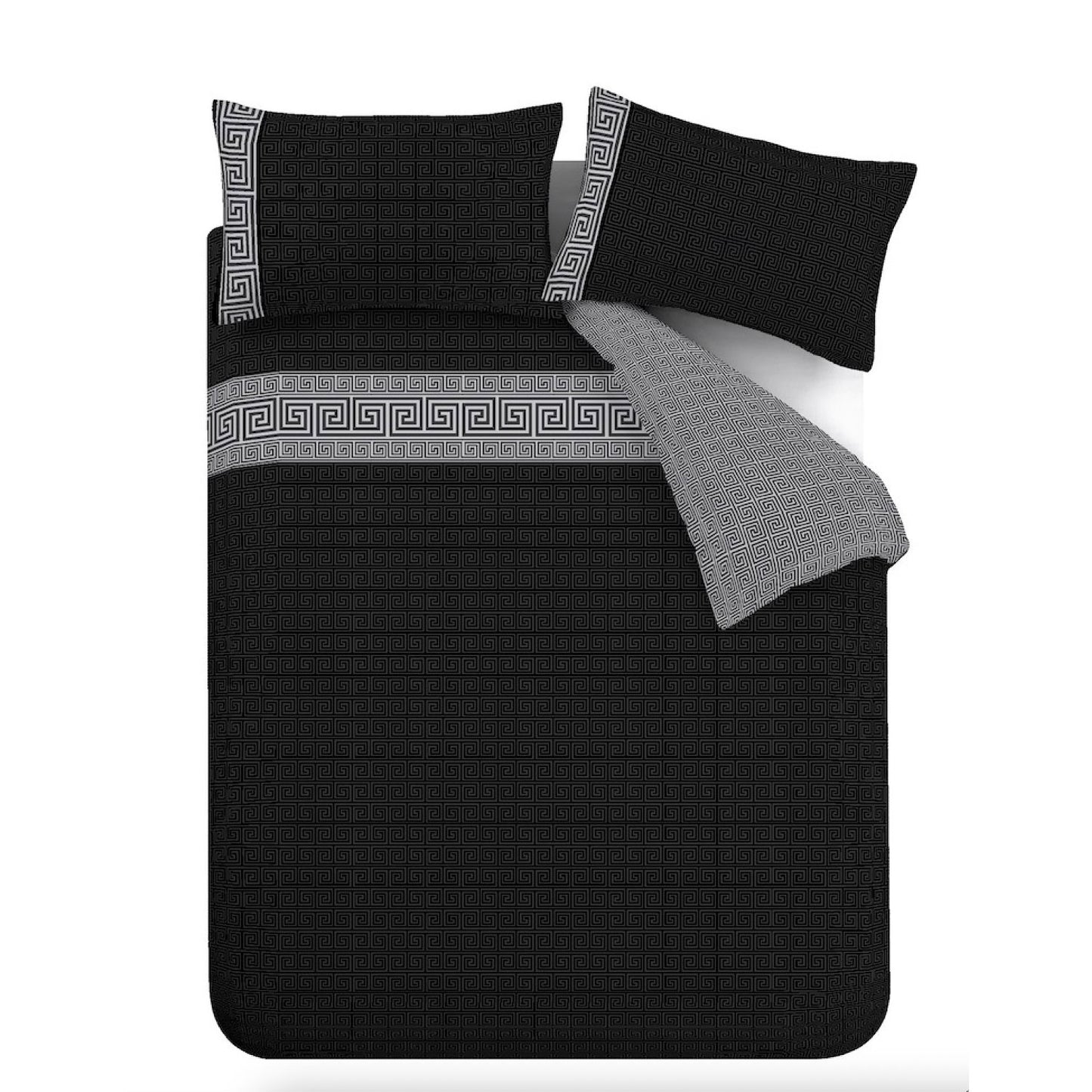 Catherine Lansfield Artemis Black Greek Key Duvet Set