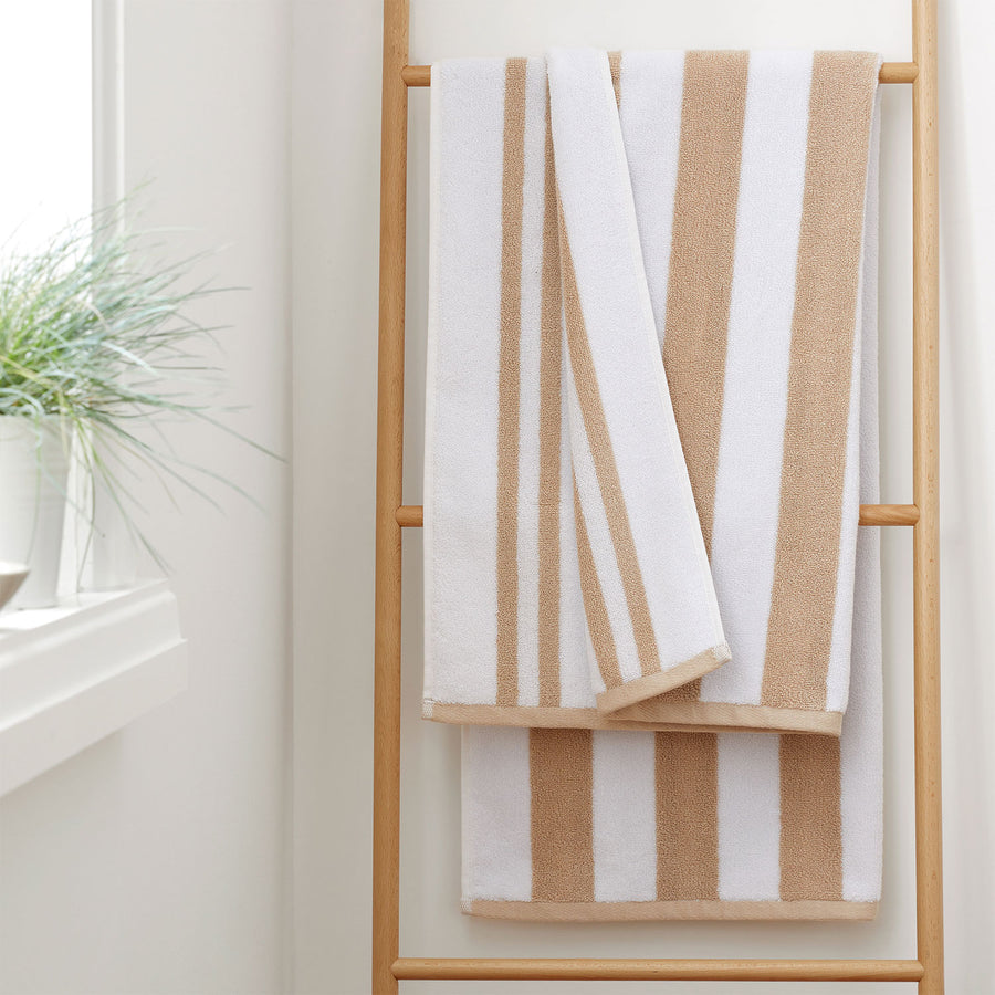 Bianca Reversible Stripe Natural Jacquard Towels