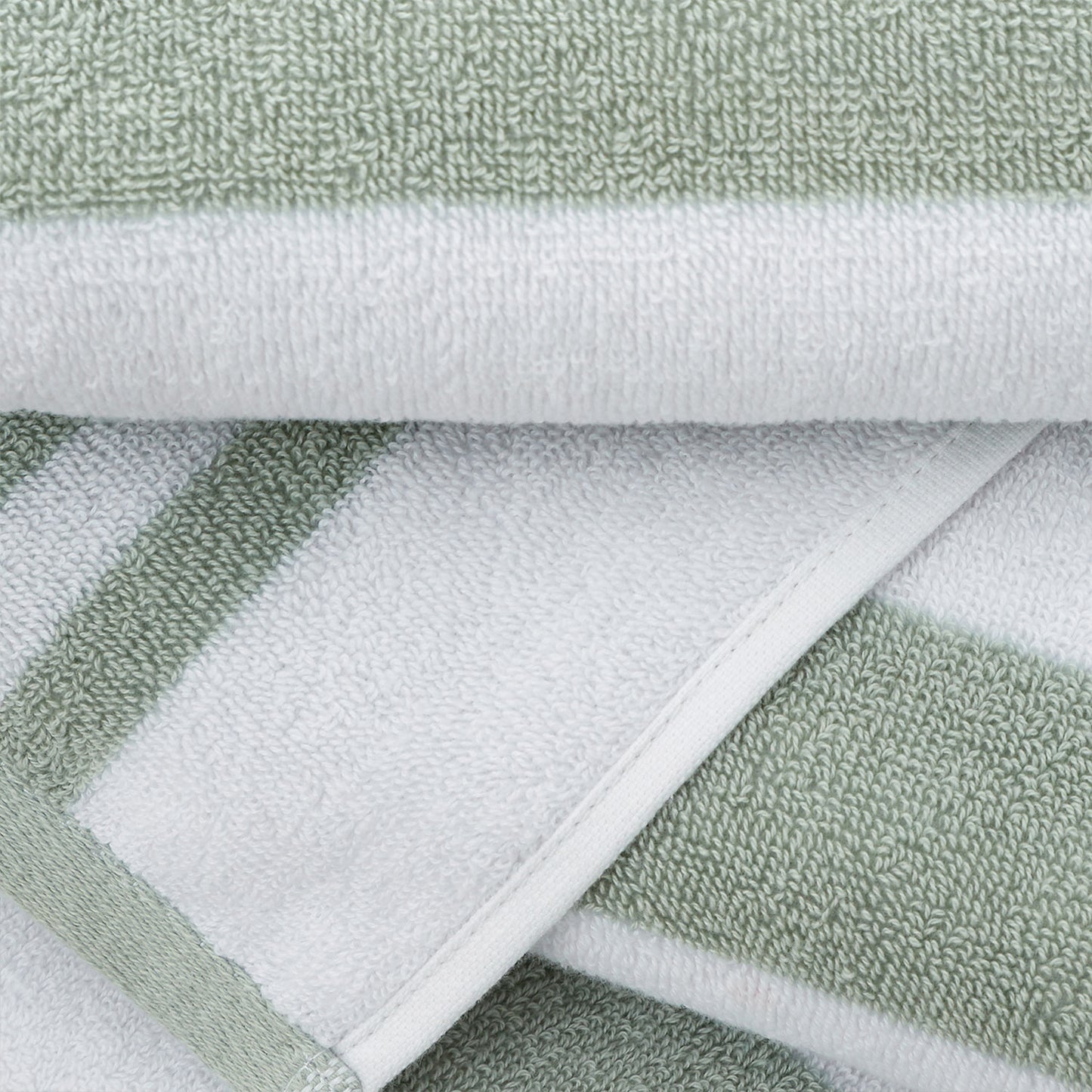 Bianca Reversible Stripe Sage Green Jacquard Towels