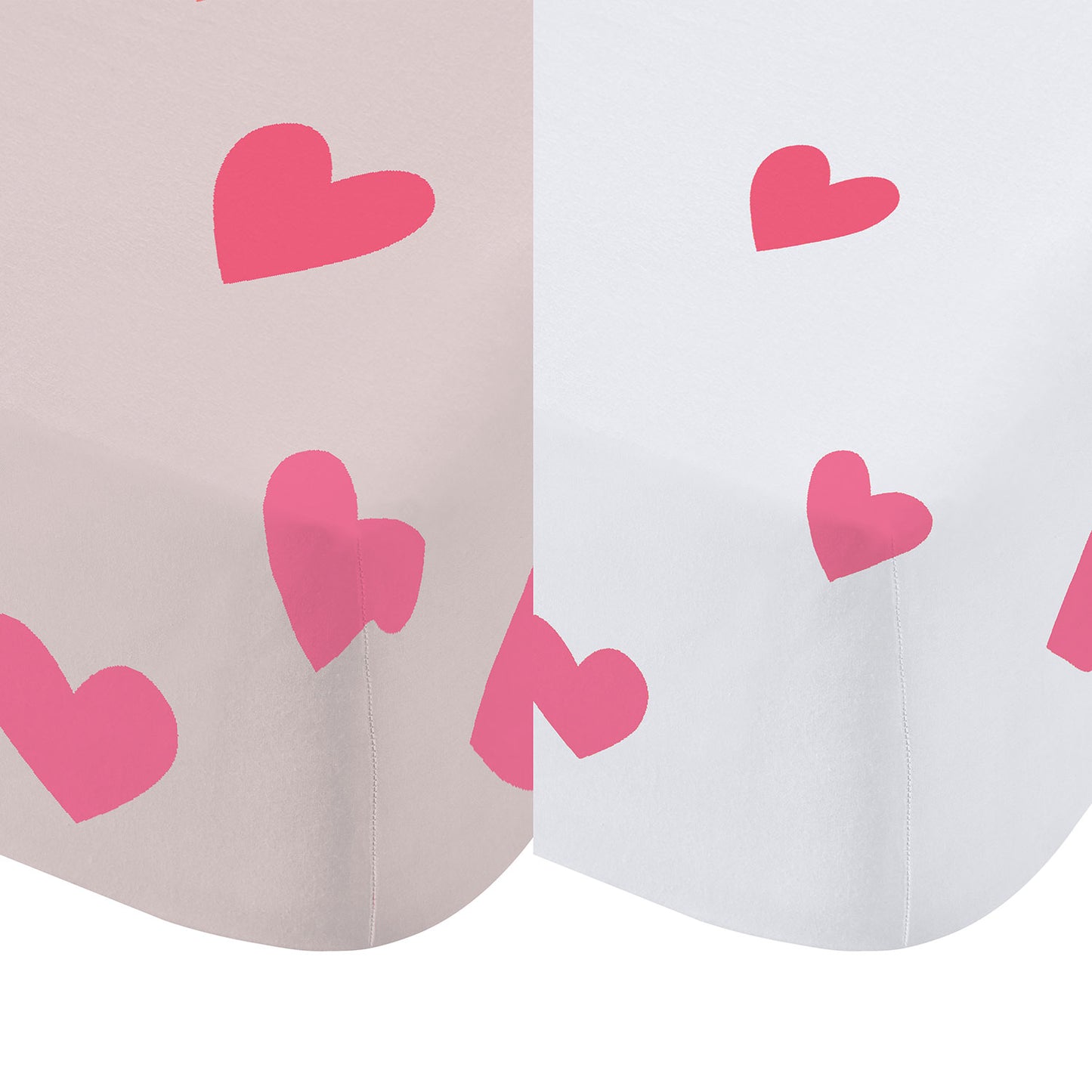 Catherine Lansfield Hearts and Stripes Pink White Fitted Sheets (Two Pack)