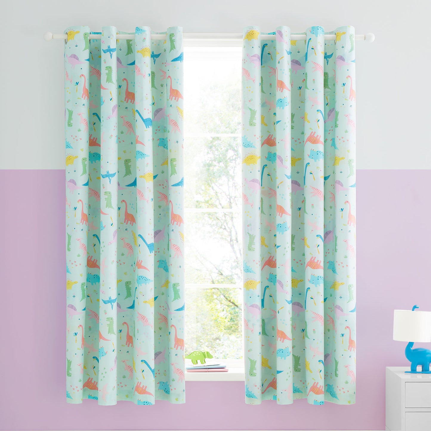 Catherine Lansfield Dinosaur Friends Reversible Curtains