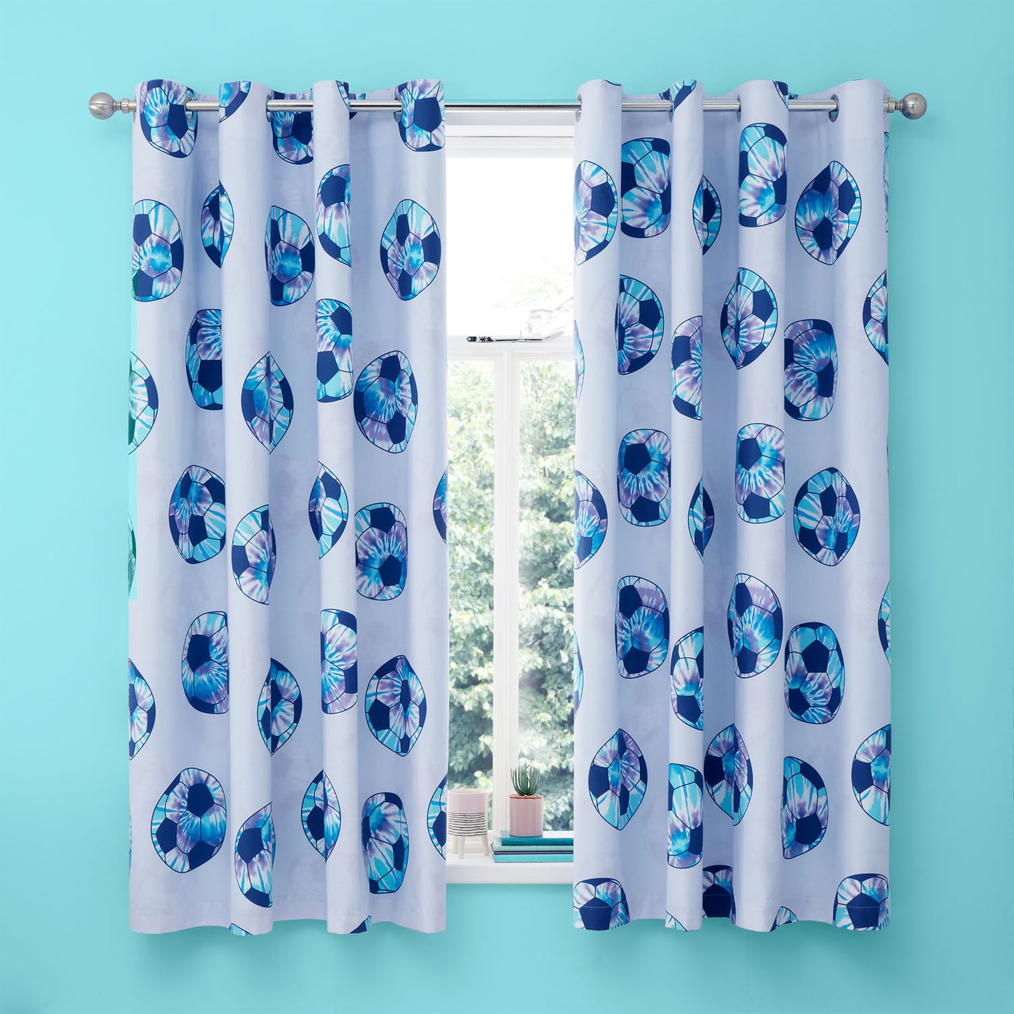 Catherine Lansfield Tie Dye Football Reversible Curtains