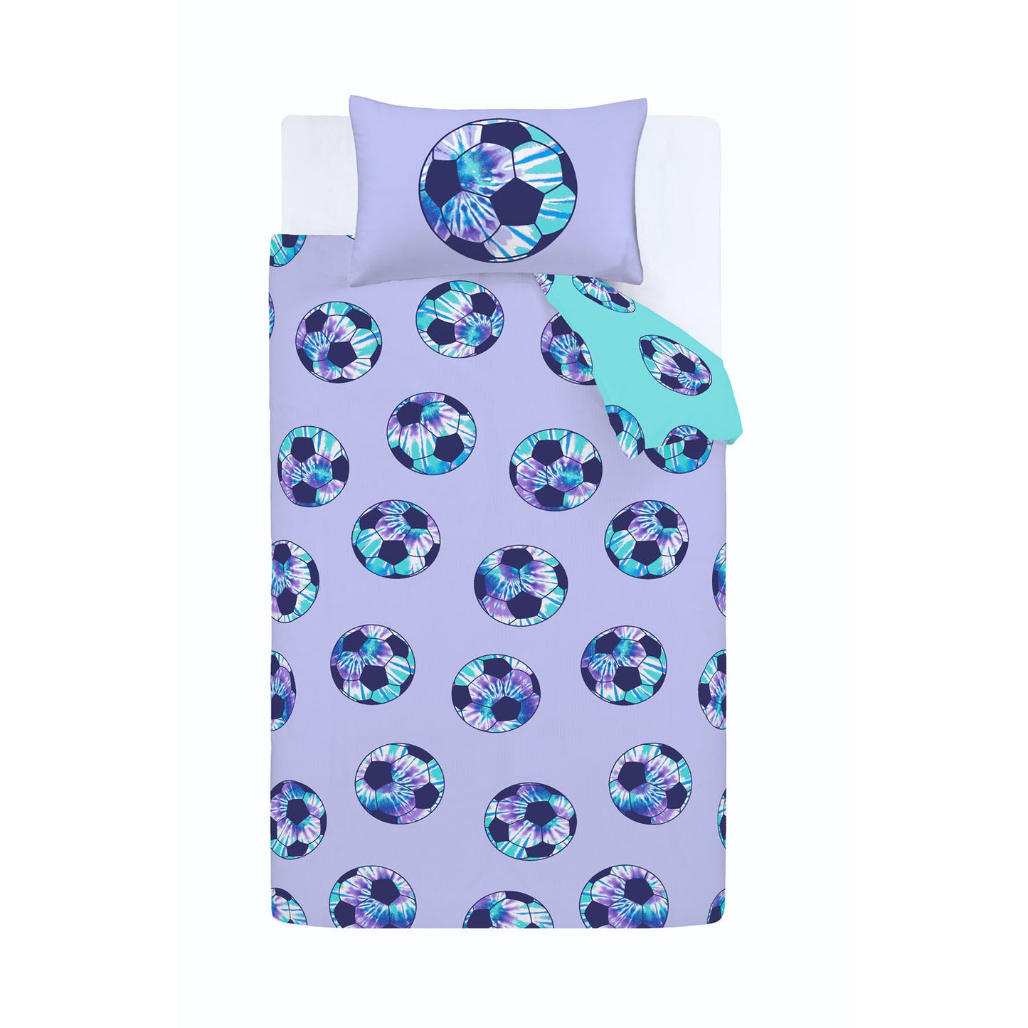 Catherine Lansfield Tie Dye Lilac Football Reversible Duvet Set