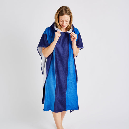 Catherine Lansfield Stripe Hooded Cotton Towel Poncho