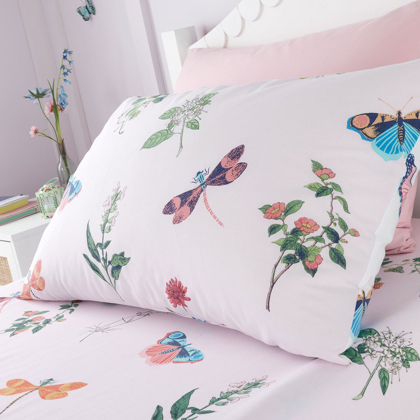 RHS Butterfly Garden Pink Kids Reversible Duvet Cover Set