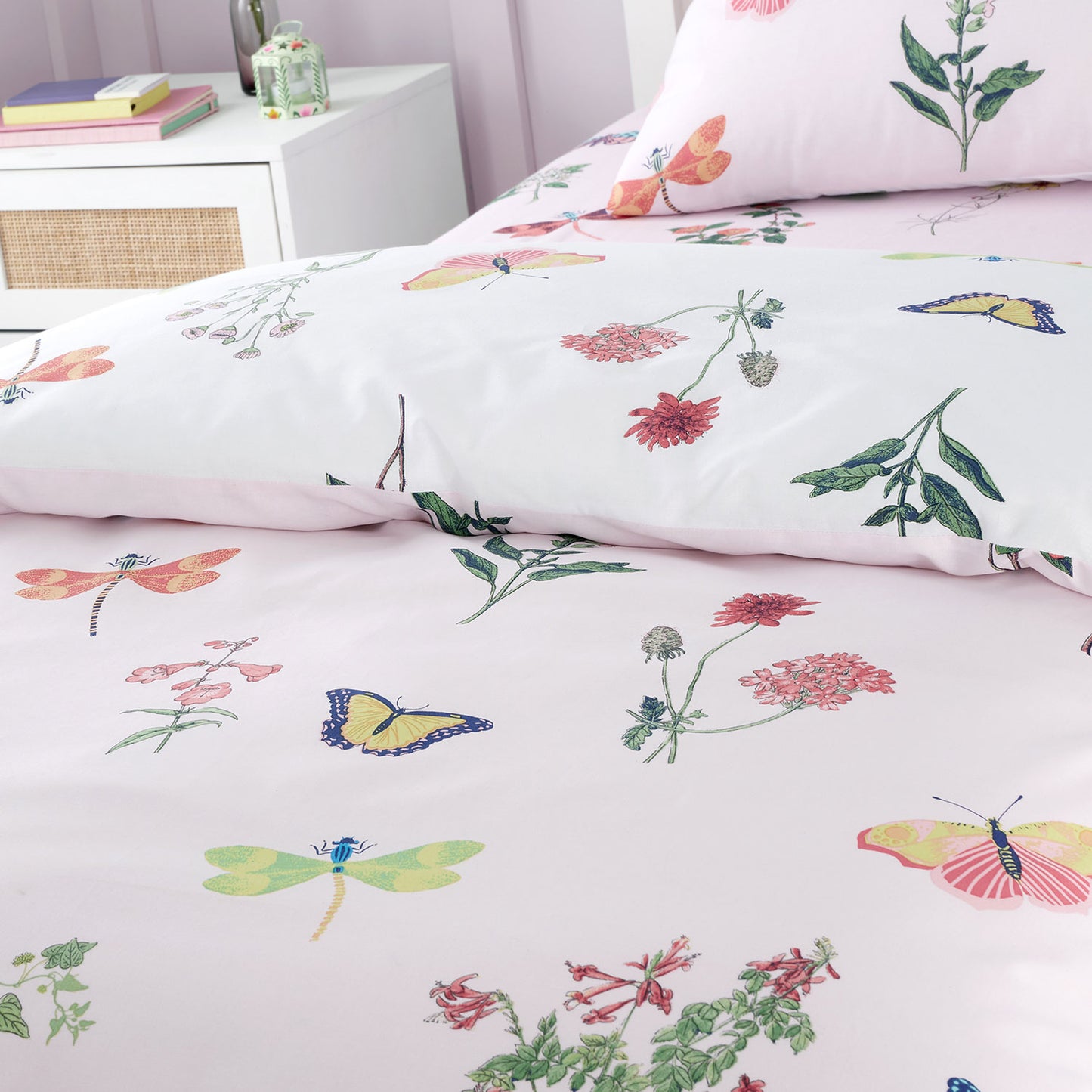 RHS Butterfly Garden Pink Kids Reversible Duvet Cover Set