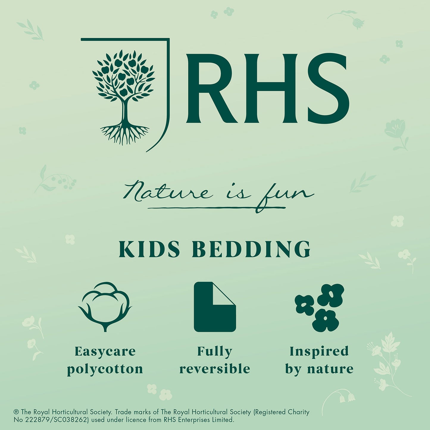 RHS Butterfly Garden Pink Kids Reversible Duvet Cover Set