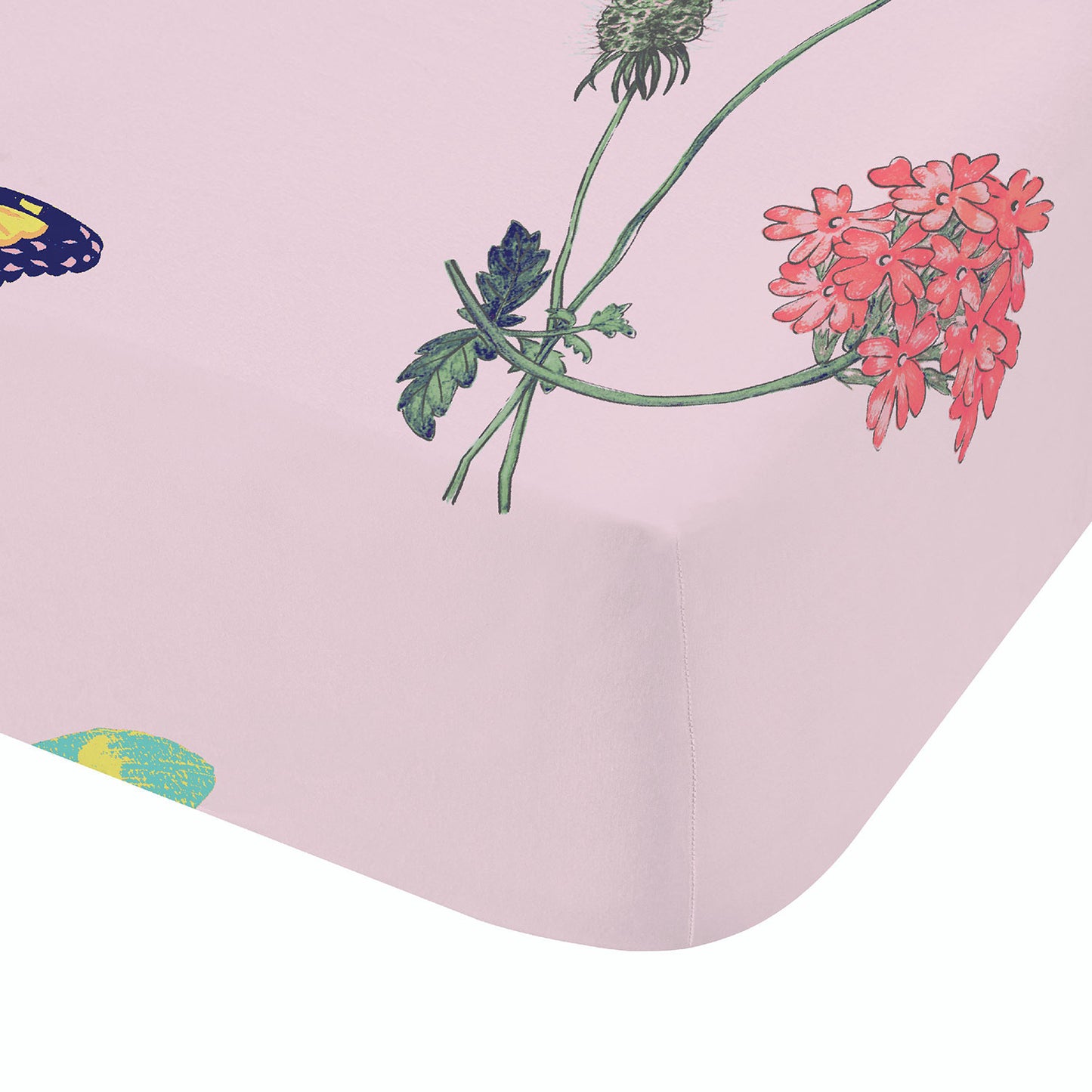 RHS Butterfly Garden Pink Kids Fitted Sheet