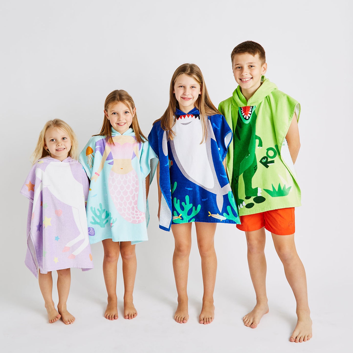Catherine Lansfield Kids Dinosaur Hooded Cotton Towel Poncho