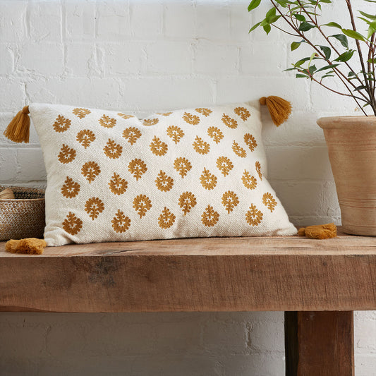 Pineapple Elephant Raya Yellow Tassel Cushion (40cm x 60cm)