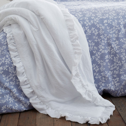 Bianca Soft Washed Frill White Bedspread (220cm x 230cm)