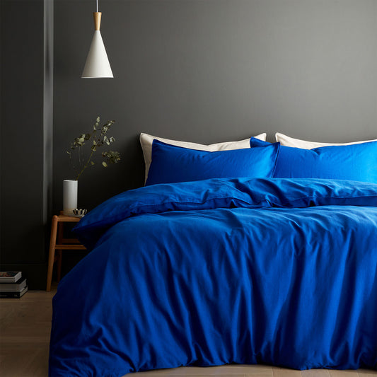 Content By Terence Conran Blue Relaxed Cotton Linen Duvet Set