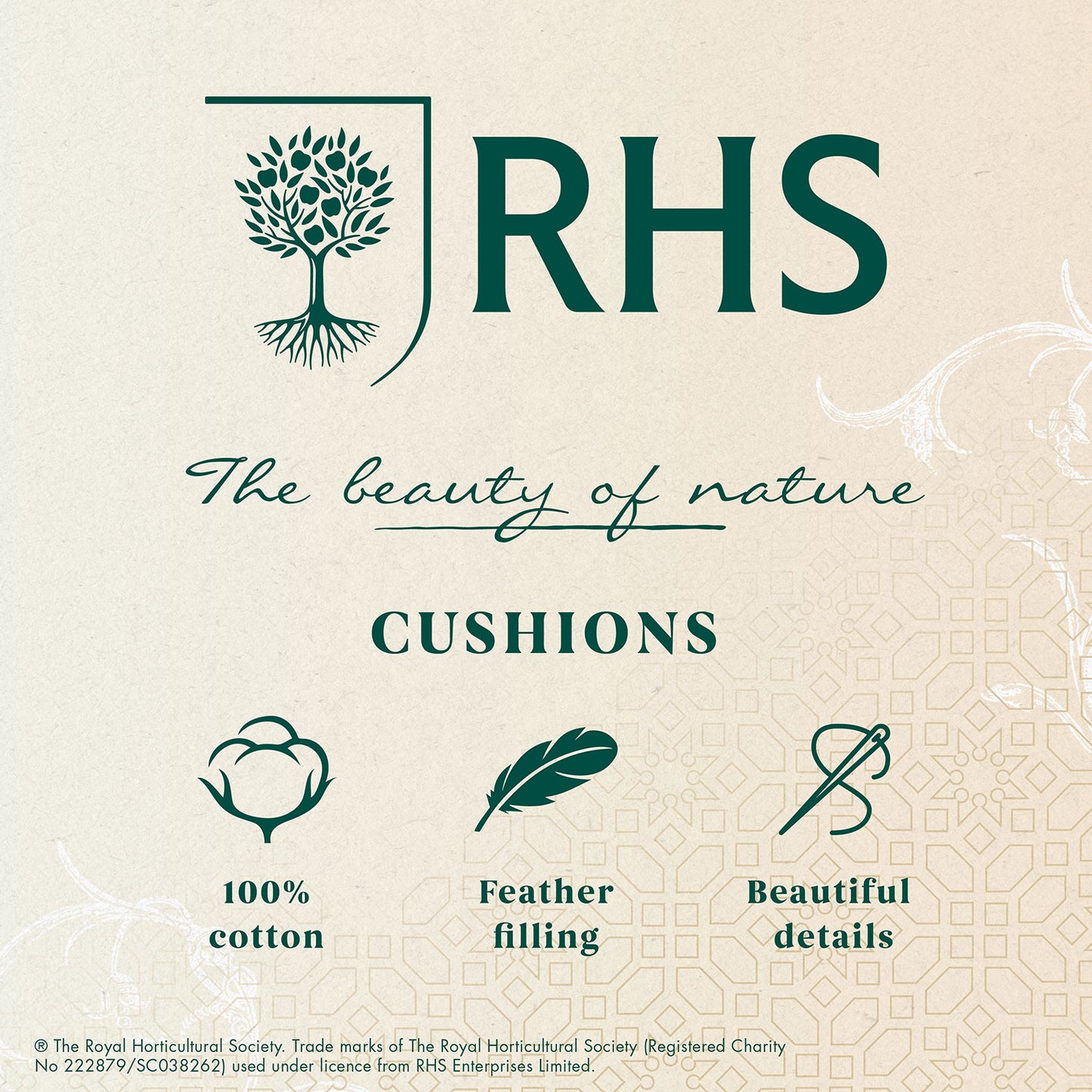 RHS Pia Floral Plum Frill Large Velour Cushion (50cm x 50 cm)