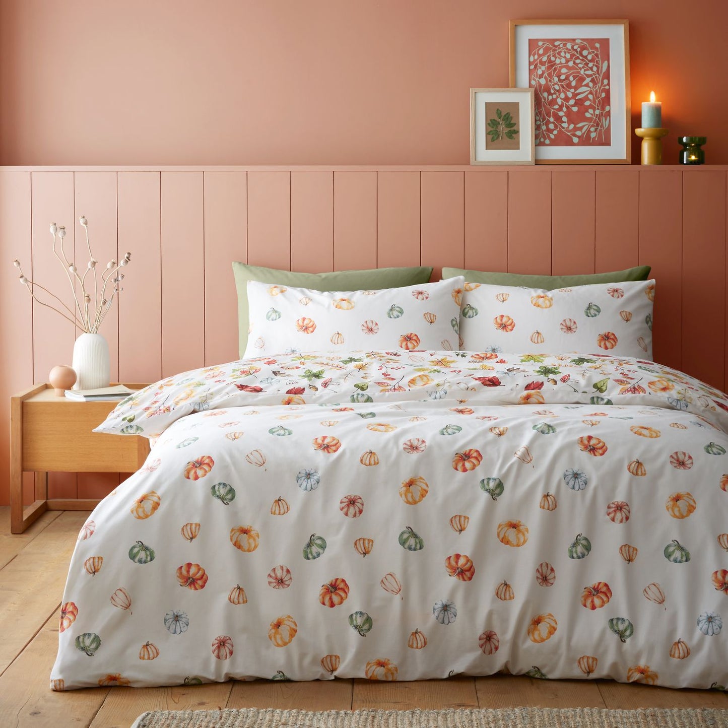 Catherine Lansfield Autumn Pumpkins Reversible Duvet Set