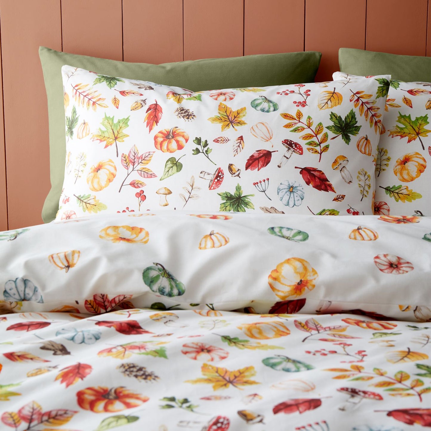 Catherine Lansfield Autumn Pumpkins Reversible Duvet Set