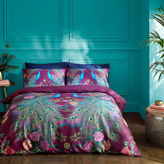 Matthew Williamson Xanadu Peacock Plum Cotton Duvet Set