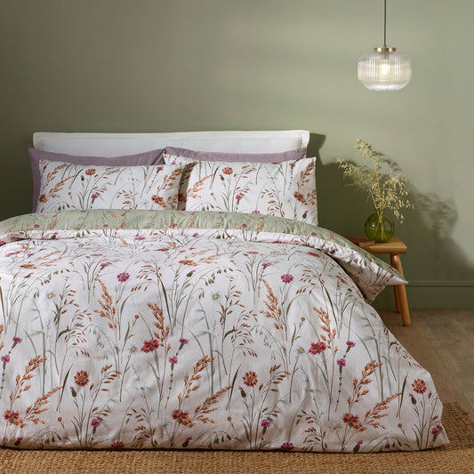 Catherine Lansfield Grasmere Green Floral Brushed Cotton Duvet Set