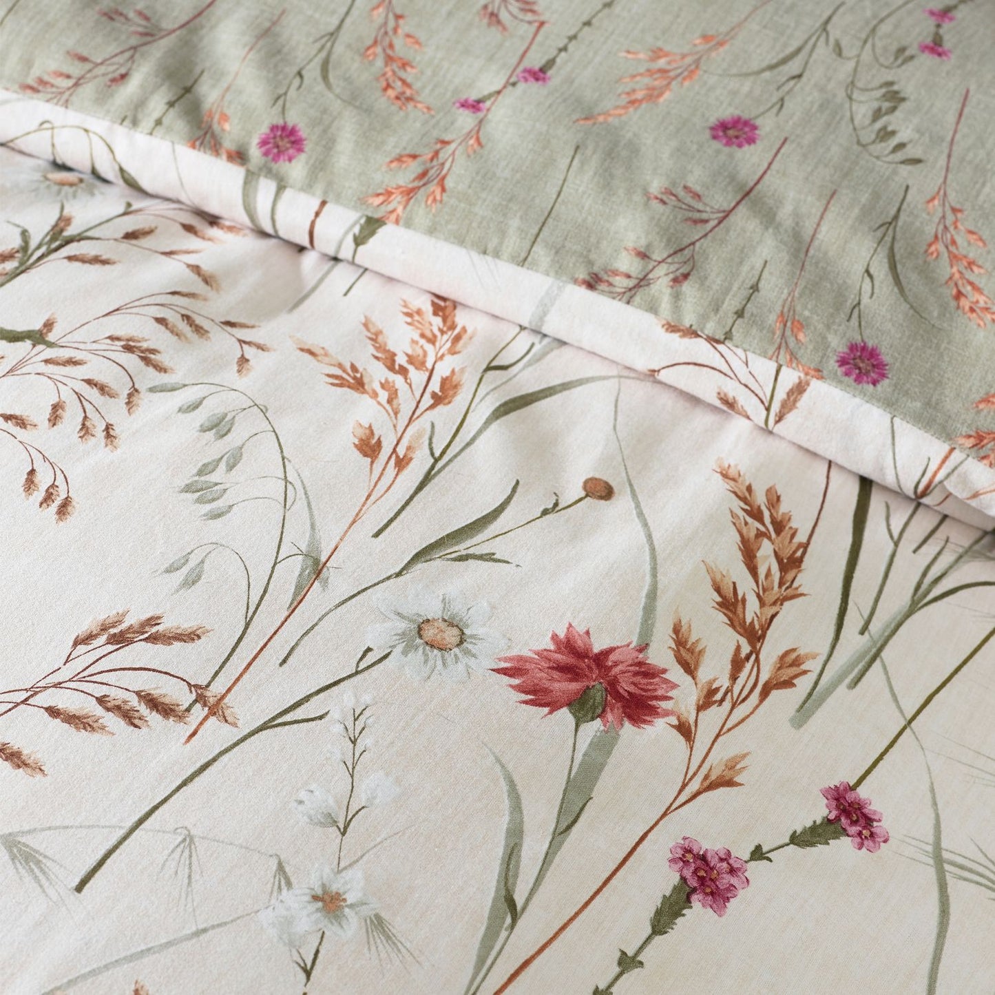 Catherine Lansfield Grasmere Green Floral Brushed Cotton Duvet Set