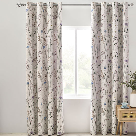 Catherine Lansfield Grasmere Lilac Floral Fully Reversible Curtains