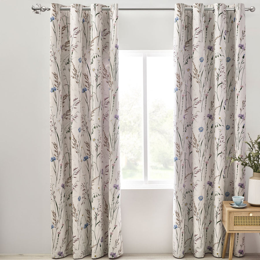 Catherine Lansfield Grasmere Lilac Floral Fully Reversible Curtains