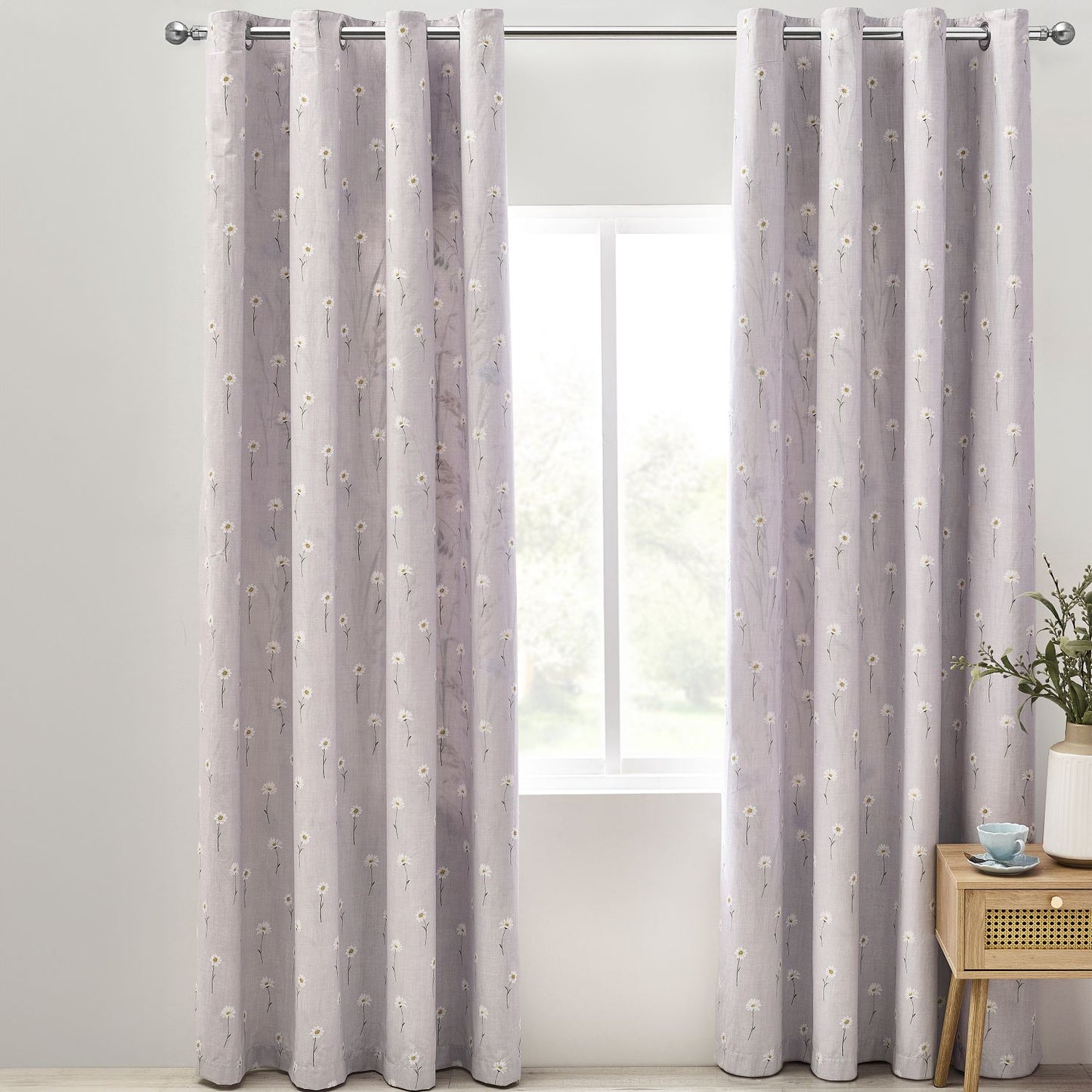 Catherine Lansfield Grasmere Lilac Floral Fully Reversible Curtains