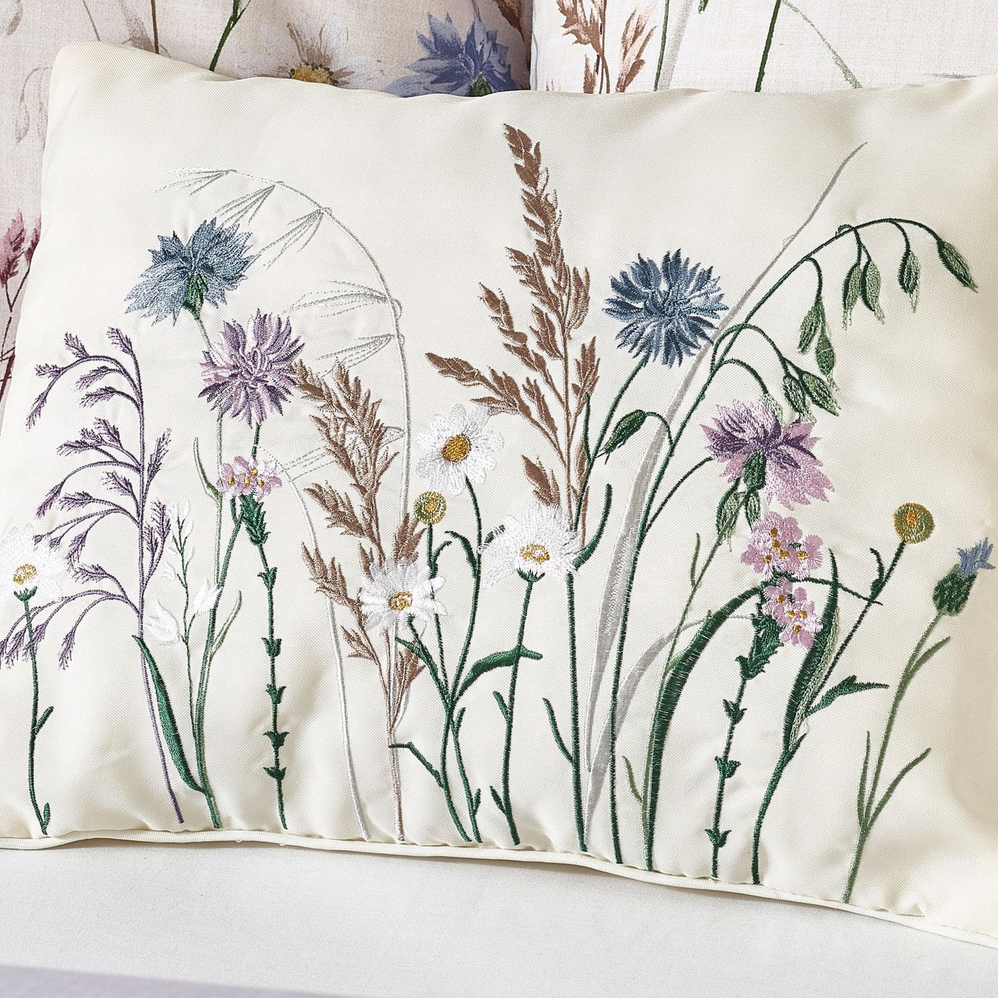 Catherine Lansfield Grasmere Lilac Floral Embroidered Cushion