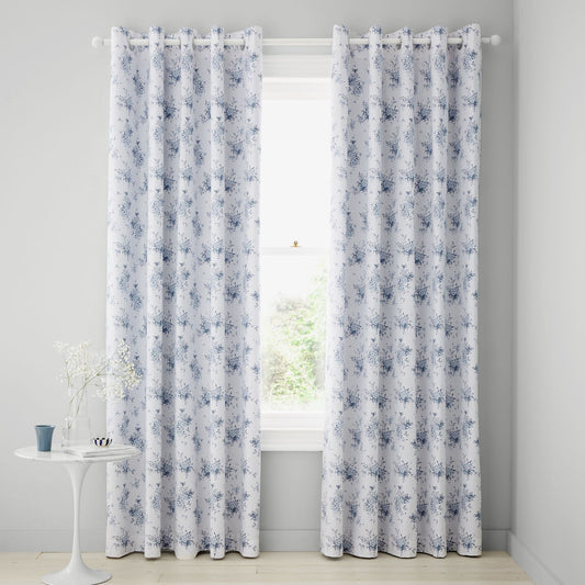 Catherine Lansfield Lucie Floral Frill Fully Reversible Eyelet Curtains