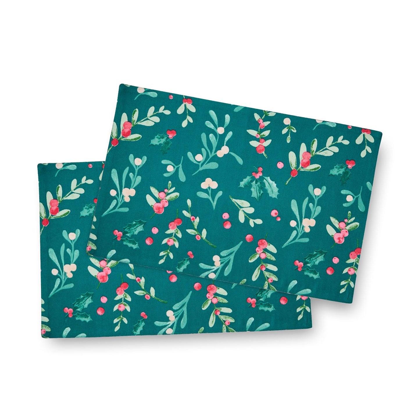 Catherine Lansfield Christmas Holly and Mistletoe Cotton Placemat 4 Pack