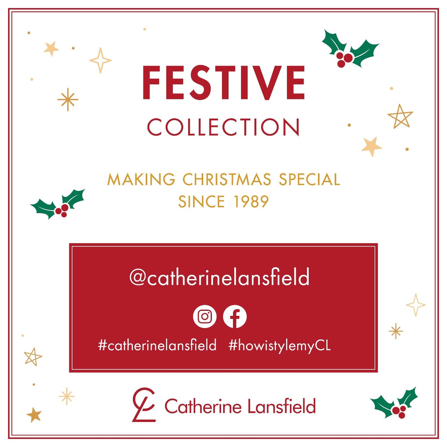 Catherine Lansfield Christmas Holly and Mistletoe Cotton Table Cloth