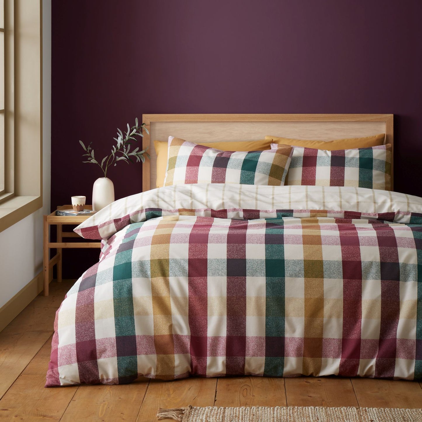 Catherine Lansfield Autumn Check Reversible Duvet Set