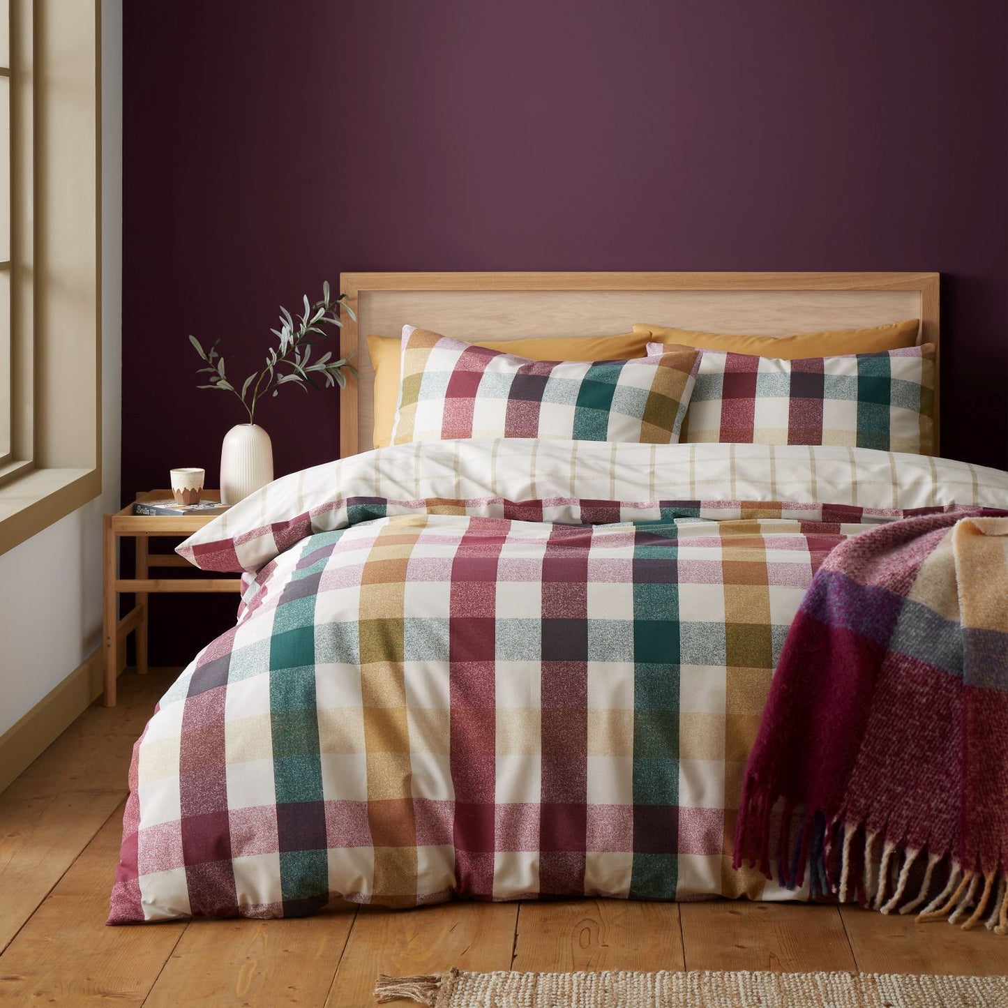 Catherine Lansfield Autumn Check Reversible Duvet Set