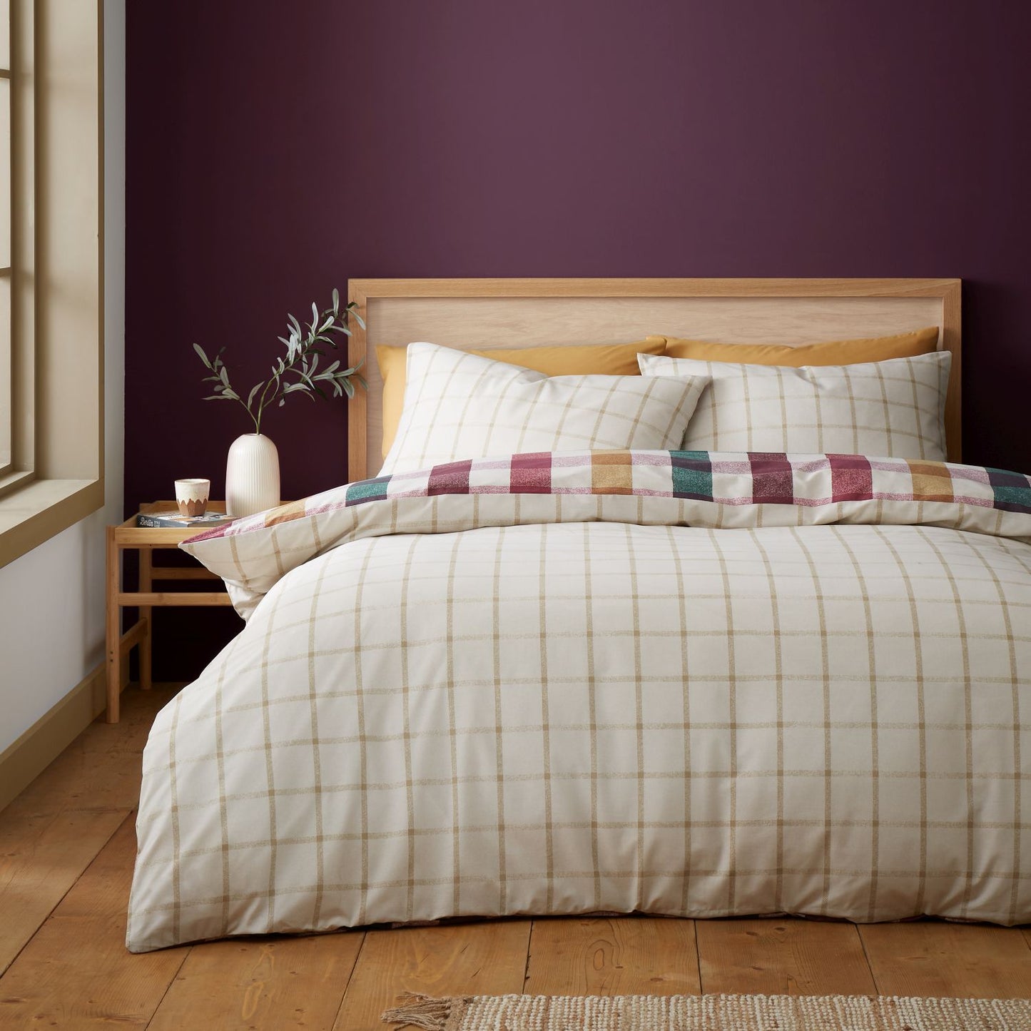 Catherine Lansfield Autumn Check Reversible Duvet Set
