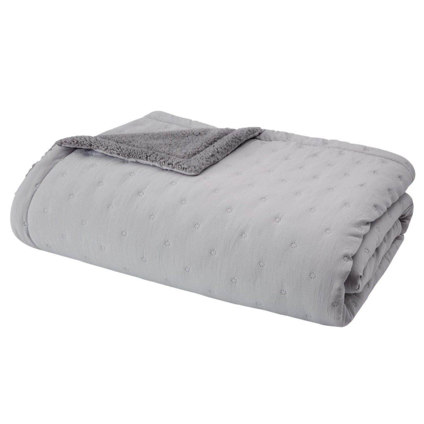 Catherine Lansfield Cosy Nori Silver Soft Sherpa Bedspread