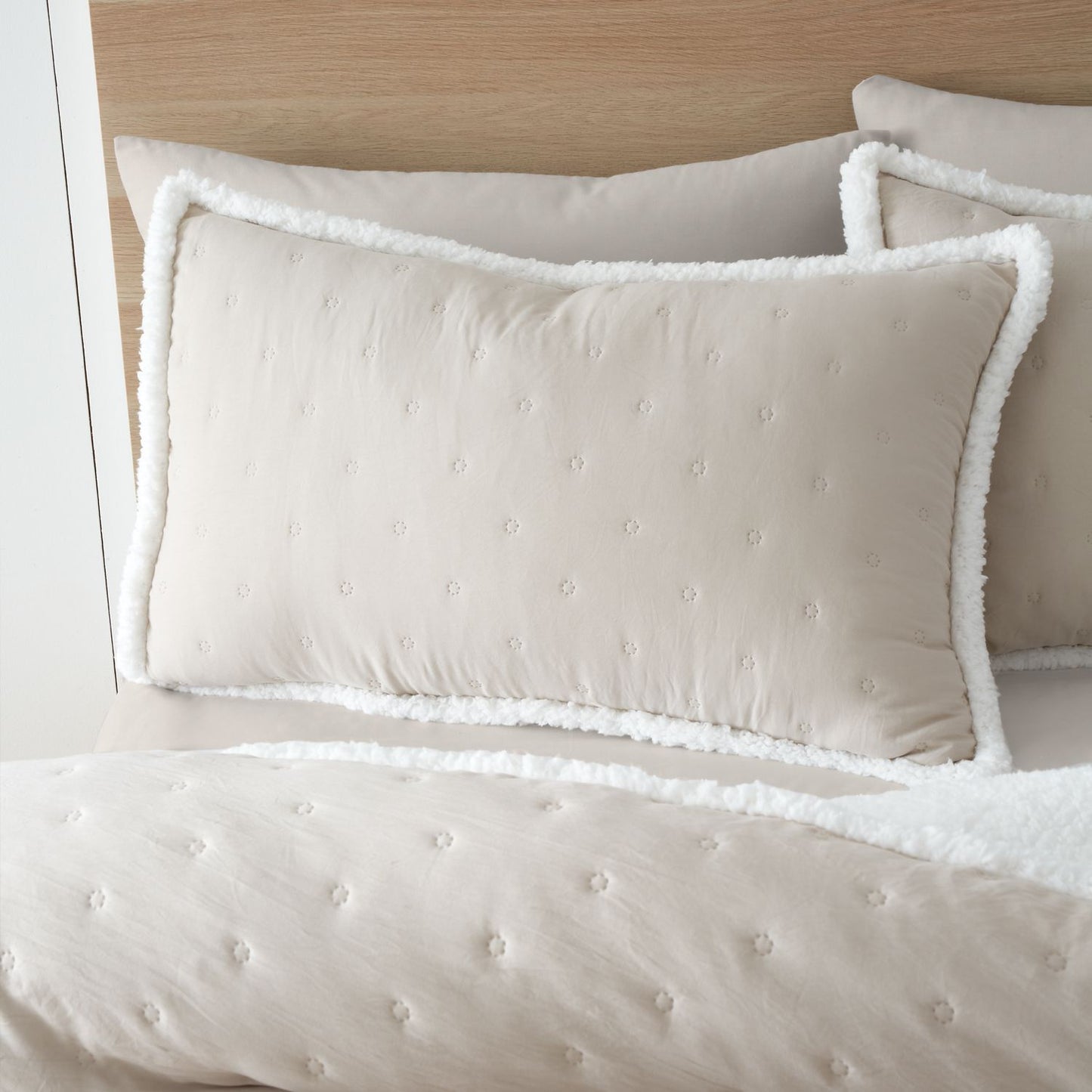 Catherine Lansfield Cosy Nori Cream Soft Sherpa Fleece Duvet Set