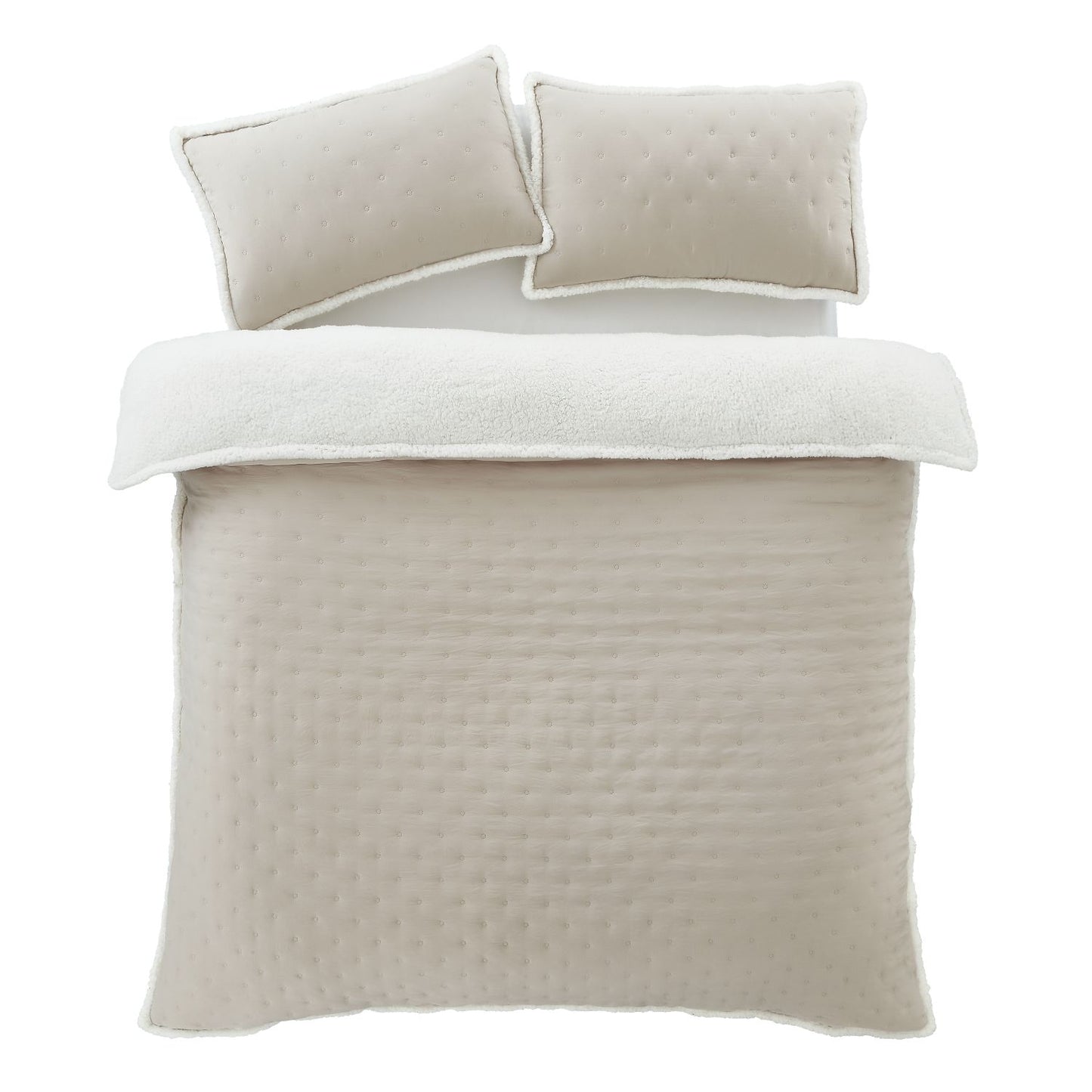 Catherine Lansfield Cosy Nori Cream Soft Sherpa Fleece Duvet Set