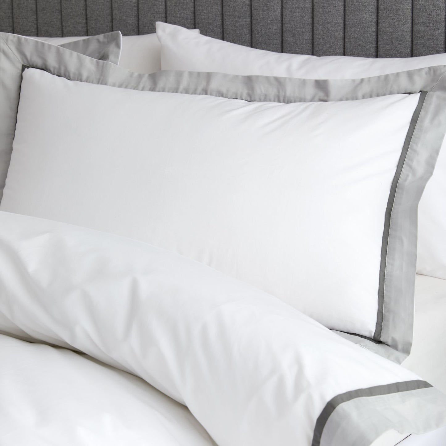 Bianca Mayfair White and Silver Grey 200TC Cotton Duvet Set