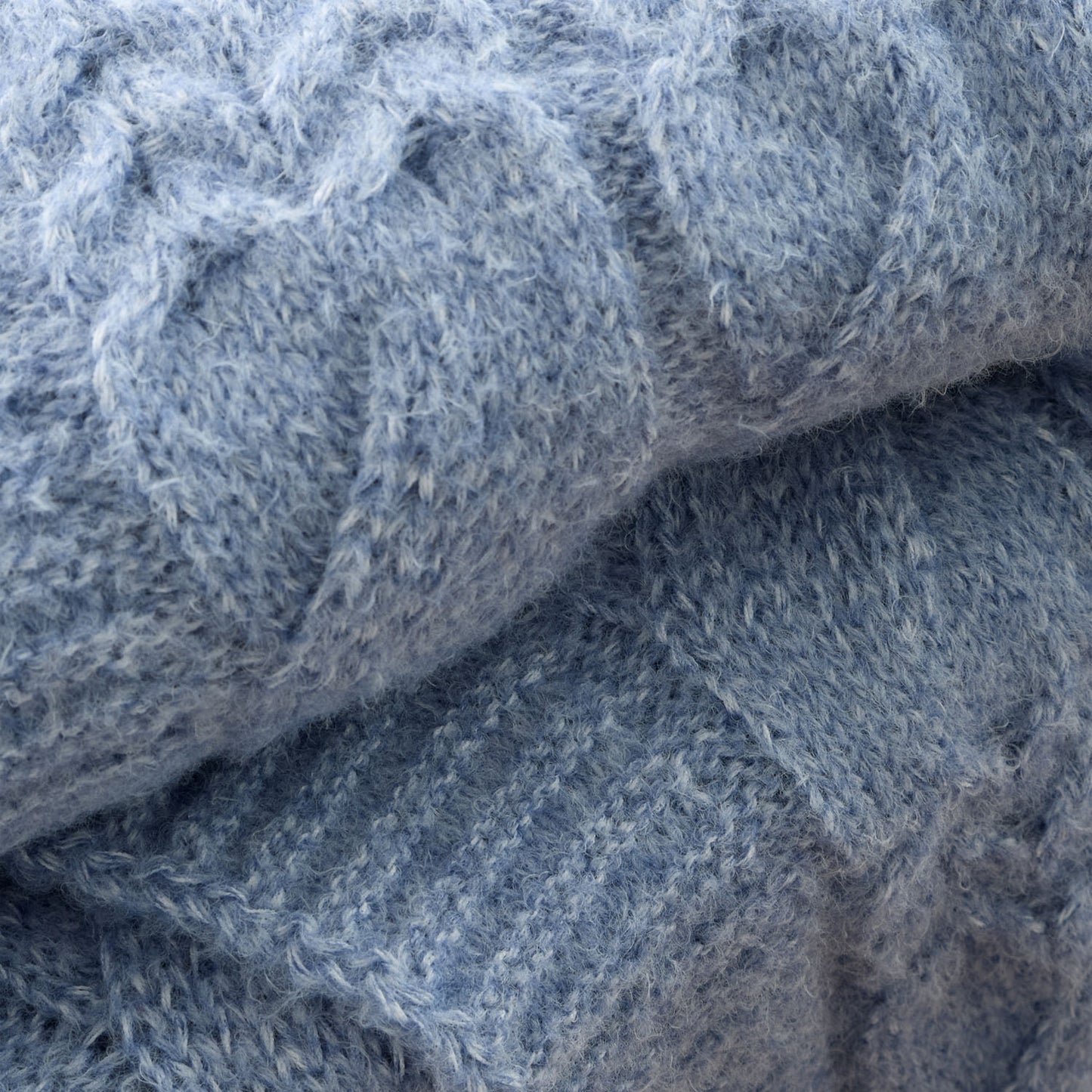 Bianca Blue Cosy Soft Cable Knit Blanket Throw