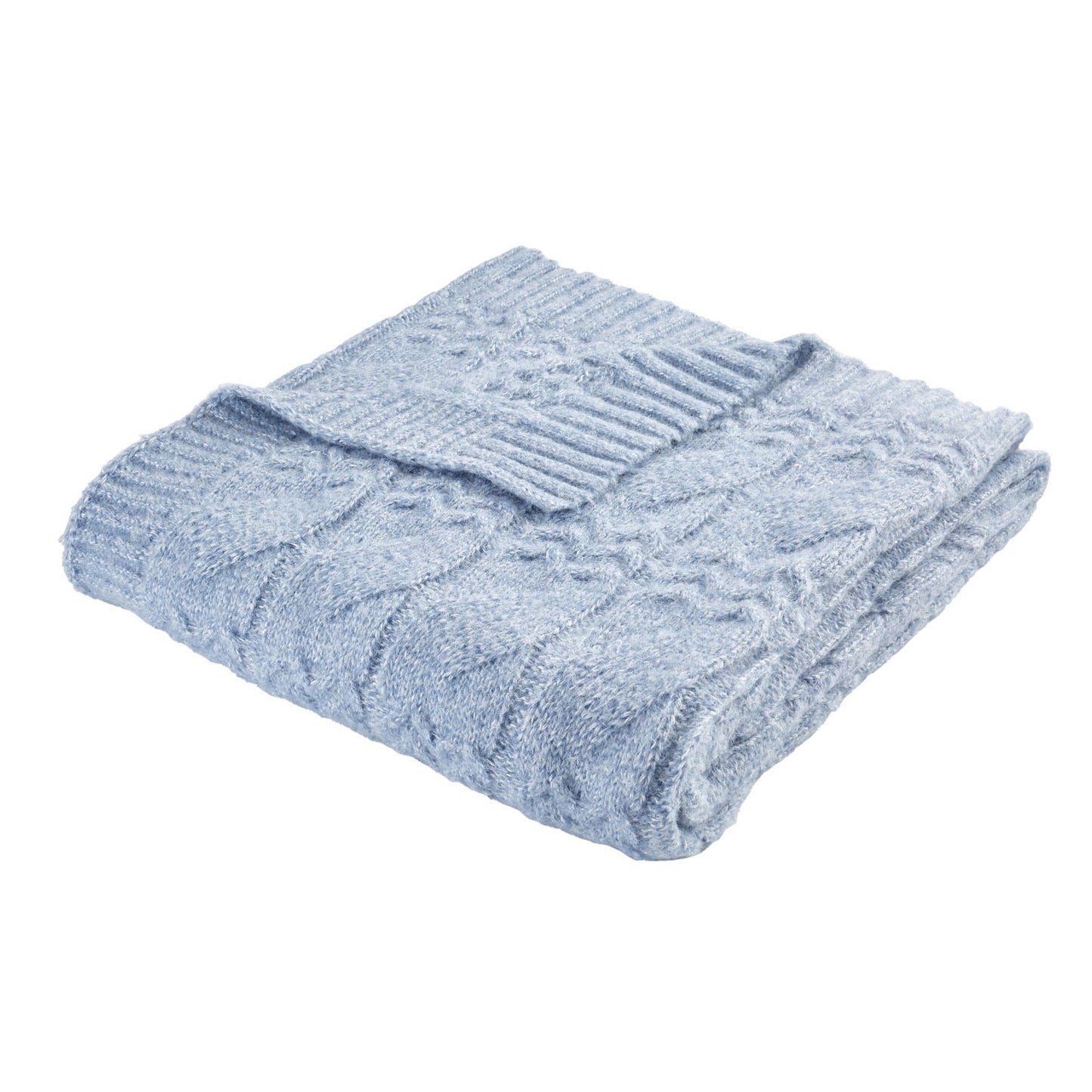 Bianca Blue Cosy Soft Cable Knit Blanket Throw
